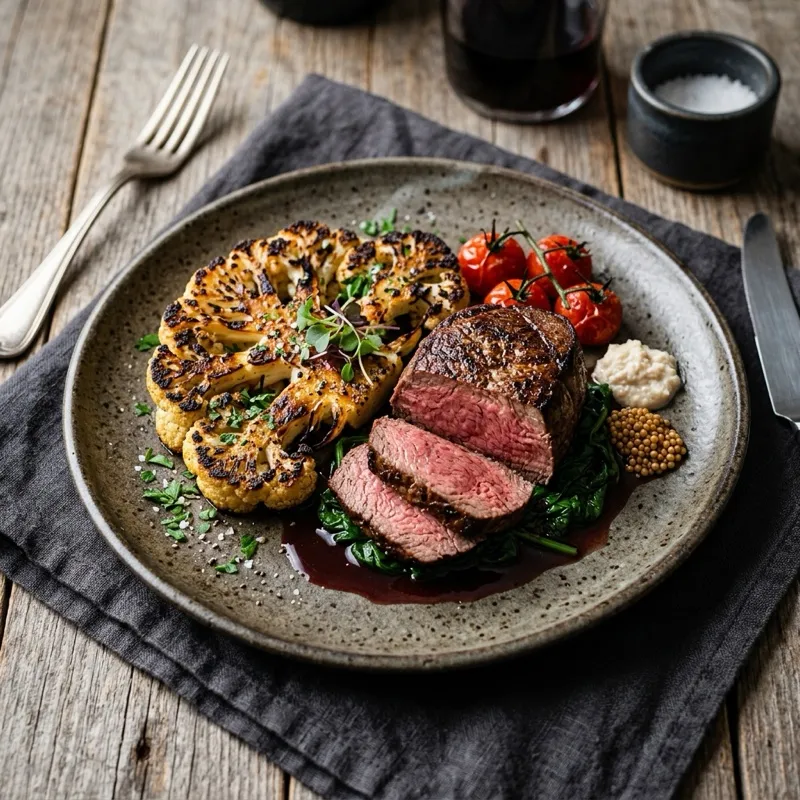 Steak & grilled cauliflower